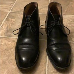 Freelance black leather designer booties